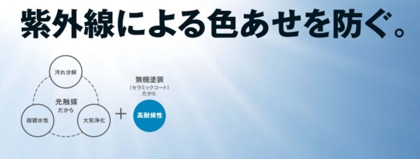 紫外線による色あせを防ぐ。